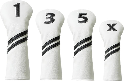 Golf Club Covers, 4pcs or 1pc Golf Head Covers for Woods and Driver Fairway Hybrids for Women Men