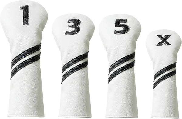 Golf Club Covers, 4pcs or 1pc Golf Head Covers for Woods and Driver Fairway Hybrids for Women Men