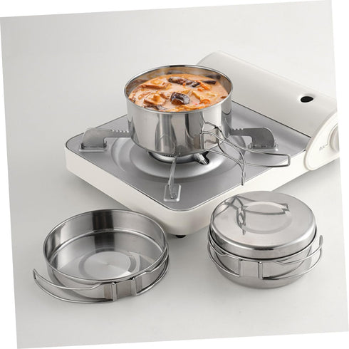 Set Backpacking Kisangel Portable Camping Cookware Stainless Steel Cooking Kit Lightweight Compact for Outdoor Cooking