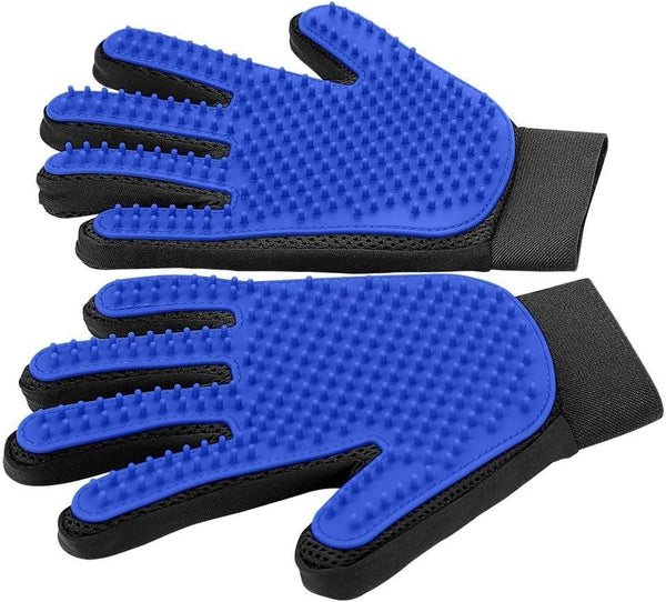 Upgrade Efficient Pet Hair Remover Gloves, Gentle Shedding Brushes for Dogs, Cats & Horses, 1 Pair (Blue)