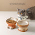 Elevated Cat/Dog Bowls - 6.25 Inch Ceramic Raised Food & Water Bowl Set for Protecting Pet's Spine - Feeding Supplies
