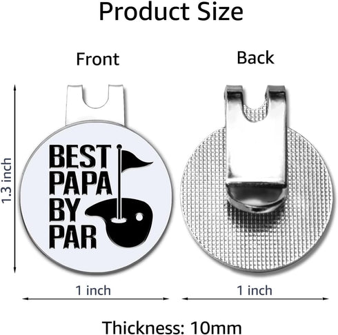 Hafhue Best Papa by Par Golf Ball Marker with Magnetic Hat Clip, Funny Golf Gifts for Dad