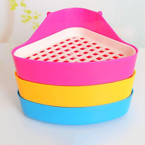 Rely2016 Small Animal Pet Triangle Potty Trainer, Litter Corner Toilet Training Tray, Color Random