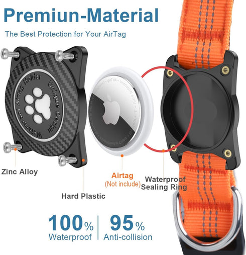 Airtag Dog Collar, Waterproof Holder, Luminous Reflective, Comfortable Padded Adjustable for Small Medium Large Dogs,