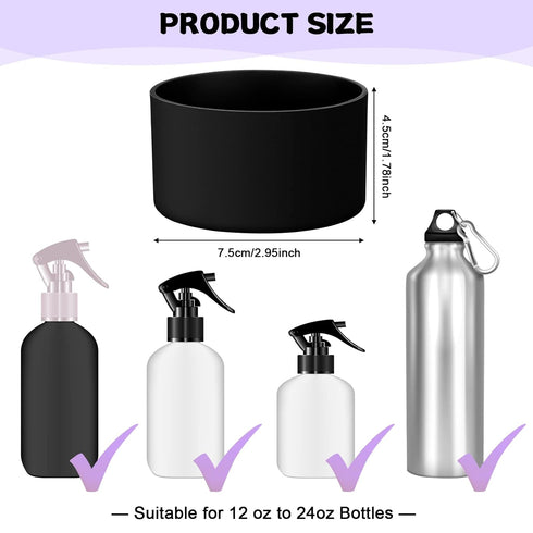 Honeydak 3 Pieces Silicone Sleeve Bottom Base Accessories for 16 oz Spray Bottles, Anti Slip Cover for Water Bottles