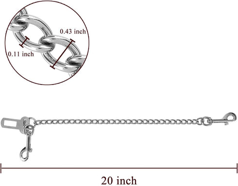 Mogoko Stainless Steel No Chew Dog Car Restraint Cable, Heavy Duty Big Canine Dog Car Leash Strap with Double Clip