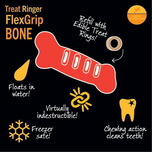 Starmark Treat Ringer FlexGrip Bone, Large, Red