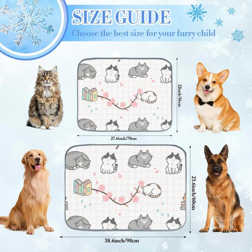 imiBBWQu Summer 27" 22" Cooling Mat for Dogs Cute Cats Grey White Dog Colling Mat Washable Beach Cooling Pad Pet Bed
