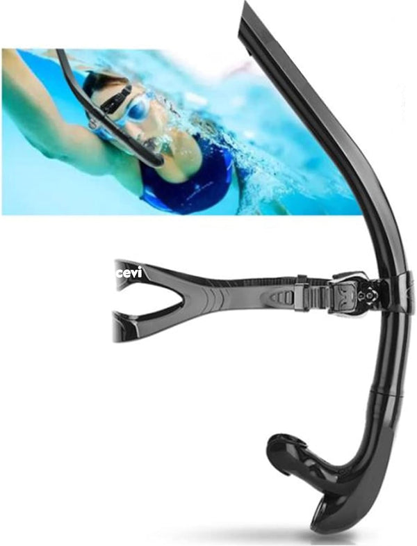 Swim Snorkel for Adult Swimmers, Snorkeling Gear for Pool and Open Water Training, Silicone Mouthpiece with One-Way