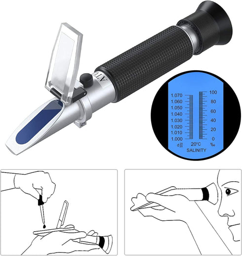 AUTOUTLET Salinity Refractometer for Saltwater Aquarium, 0-100PPT & 1.000-1.070 Salinity Tester Kit