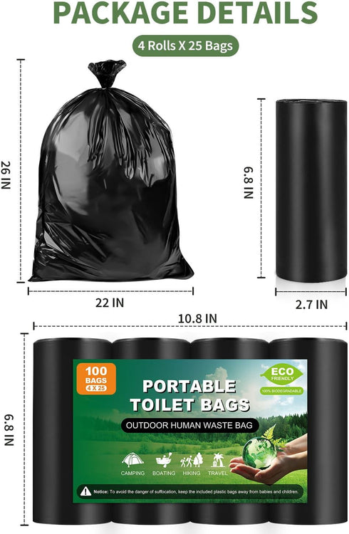 50 8 5 1.1 Portable Toilet Bags, Thick Biodegradable Camping Toilet Bags for Portable Potty, Gal Compost Toilet Waste
