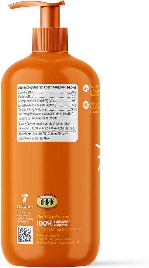 Wild Alaskan Salmon Oil Formula for Dogs & Cats, Omega 3 Skin & Coat Support, 32 oz Liquid Supplement