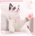 PetsHome Premium PU Leather Cat and Dog Collar, Adjustable, Cute Pearl, Beautiful Lace, Small Pink