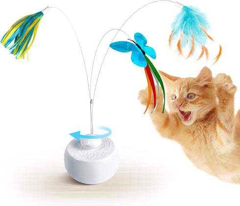 Migipaws Interactive Cat Toys, Butterfly & Feather Kitten Toy, Automatic Spinning Ball for Indoor Bored Cats, 3