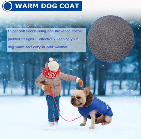QBLEEV Warm Dog Coat, Waterproof Winter Jacket with Turtleneck & Fleece Lining for Dogs