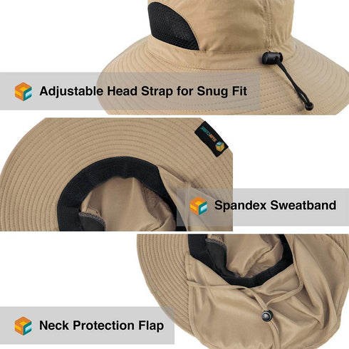 SUN CUBE Wide Brim Sun Hat for Men and Women, Fishing UV Protection, UPF 50+