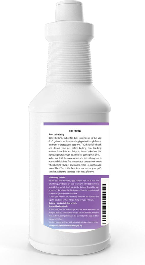Pet Shampoo for Dogs & Cats, Intense Cleaning Power, Soothes Skin, Made in USA (Lavender, 1 Quart)