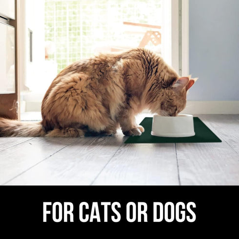 Gorilla Grip 100% Waterproof Raised Edge Silicone Pet Feeding Mat - Dog Cat Food Mat Protects Floors (18.5x11.5 Green)