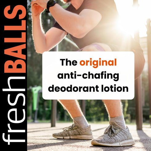 FRESH BALLS Lotion | Anti-Chafing Comfort Men's Cream to Powder Deodorant for Groin Area, 3.4 fl oz (Pack of 2)