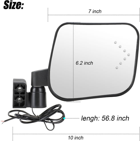 Roykaw Golf Cart No Drilling Folding Side Rear View Mirror - Compatible with LED Turn Signal Light, Universal