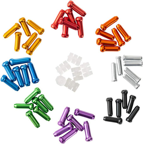 HZJD Bike Cable End Caps, 48PCS Cable Crimps, O-Ring Brake Cable Rubber Donuts (6PCS)