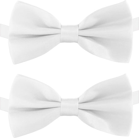 KOOLMOX Adjustable White Dog Collar Bow Tie, 2-Pack for Medium and Large Dogs, Cats, Wedding Costumes