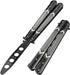 GOOD WORKER Butterfly Trainer, Practice Balisong Butterfly Knife, NOT Sharp Blade, Black Dull Trick