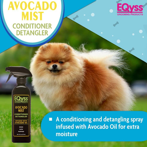 EQyss Avocado Mist Pet Spray Conditioner - Weightless Leave-in Spray for Dogs, Cats, Reduces Shedding, USA Made