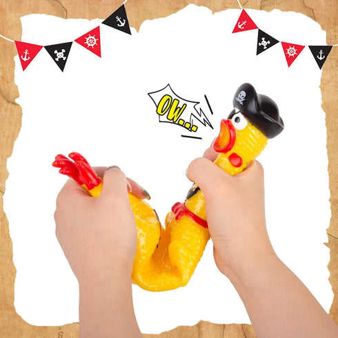 AMOR PRESENT Squeaky Rubber Chicken, Pirate Squeeze Chicken Toy for Halloween Party, Chew Toy for Pets, Prank Novelty
