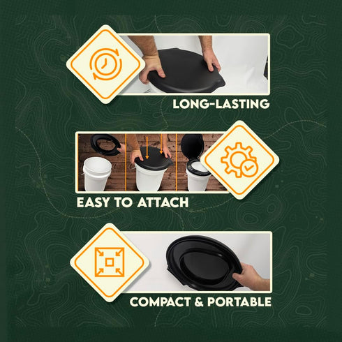 5 SE Portable Black Plastic Toilet Seat Lids, Fits a Gallon Bucket, Great for Camping, Outdoor Activities,