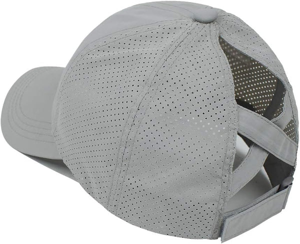 Womens Criss Cross Ponytail Hat, Quick Drying Baseball Cap with UV Protection