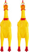 2 Pcs 12 Inch Large Rubber Chicken Dog Toys, Yellow Squeaky Chicken, Screaming Prank Noise Maker