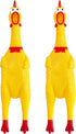 2 Pcs 12 Inch Large Rubber Chicken Dog Toys, Yellow Squeaky Chicken, Screaming Prank Noise Maker