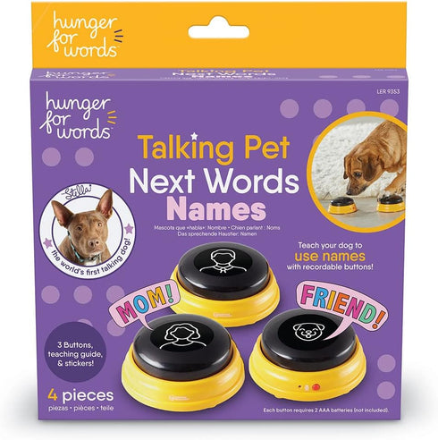 Hunger For Words Talking Pet Next Words Names - 3 Piece Set of Recordable Speech Buttons for Dog Training
