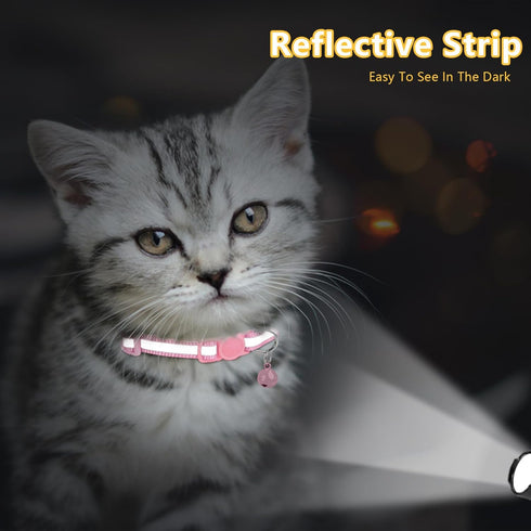 6-8 Inch 2-6 2 Pack, Taglory Kitten Collar Breakaway with Bell, Reflective Soft Cat Collar for Small Kittens