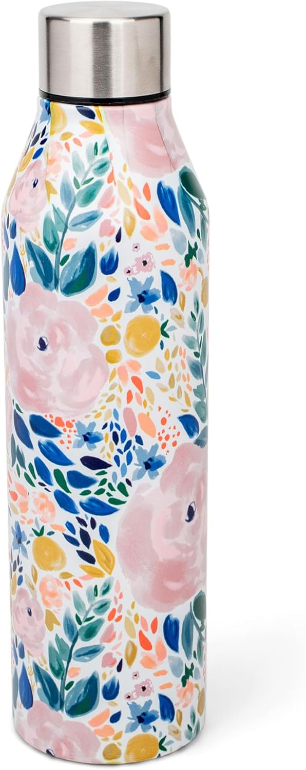 Mary Square SH00054 Enchanted Garden Pink Rose 17 ounce Stainless Steel Sport