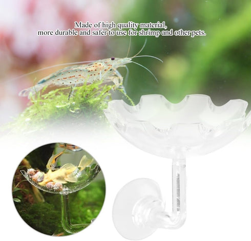 Chiffonade 2.3in Acrylic Shrimp Feeding Dish Suction Cup Aquarium Bowl Smudge Resist Easy Clean for Hermit Crab Reptile