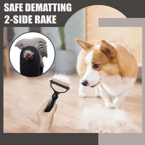 5PCS Set Grooming Kit for Dog,Puppy- Deshedding & Slicker Brush for Short-Haired Pets, Flea Comb and Grooming Comb Grey