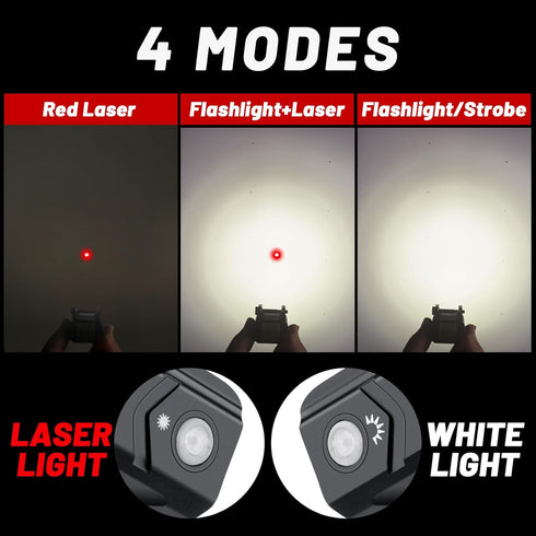 Red/Green Laser Light Combo, 900 Lumen Magnetic Charging Laser Sight with Rechargeable Battery