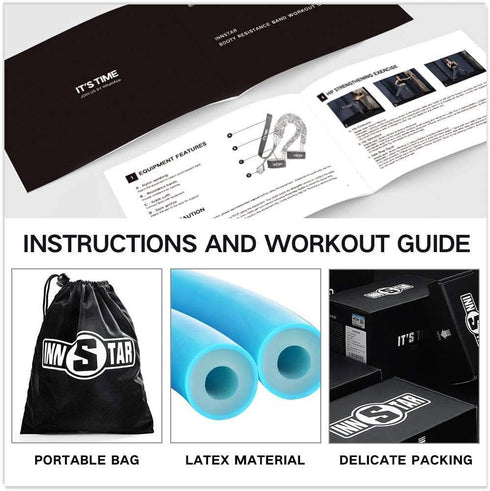 INNSTAR Booty Resistance Band Glute Cord Cable Machine for Hip Home Workout Kickbacks with Instructions