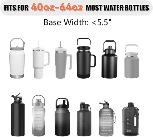 40 Water Bottle Carrier Bag with Strap, Sling Bag for Walking, Hiking, Cycling, Black, Ounces