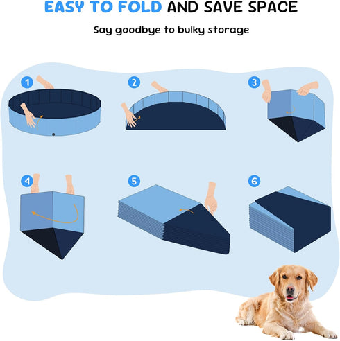 57'' Foldable Dog Pet Bath Pool, Heavy Duty Non-Slip Kiddie Pool, Plastic Pet Wading Pool for Puppy Small Medium Large