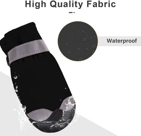 Waterproof Dog Shoes for Large Medium Dogs - Winter Snow Booties with Adjustable Straps, Rugged Anti-Slip Sole