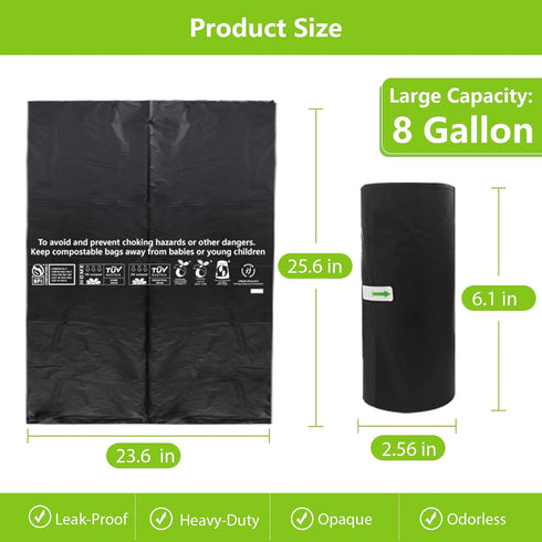 8 Set, 1.18 40 Pack Hapoon Gallon Compostable Portable Camping Toilet Bag with Poo Gel Mil Extra Thicken, Biodegradable