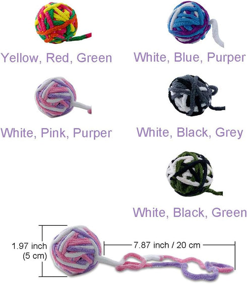 MAIYU Cat Balls - 5 PCS Colorful Yarn Balls with Built-in Bell, Interactive Kitten Toys