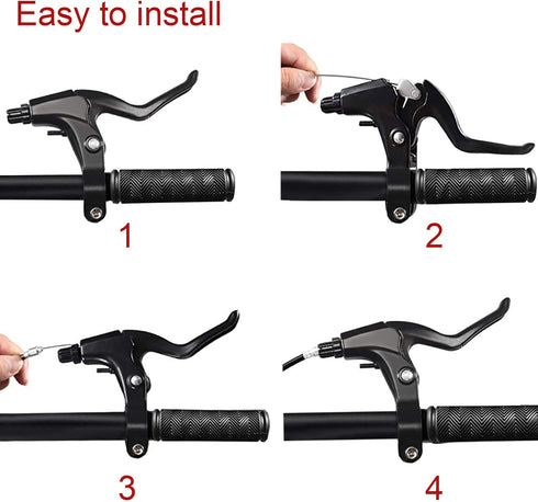 Lomodo 4 Pieces Bicycle Brake Accessories, 2 Pack Aluminium Alloy Brake Levers & 2 Pack Brake Wire (Black)