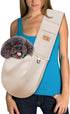 Dog Sling Carrier, Adjustable Strap, Soft Cotton Dog Carrier Bag with Pocket for Travel Outdoor (Beige)