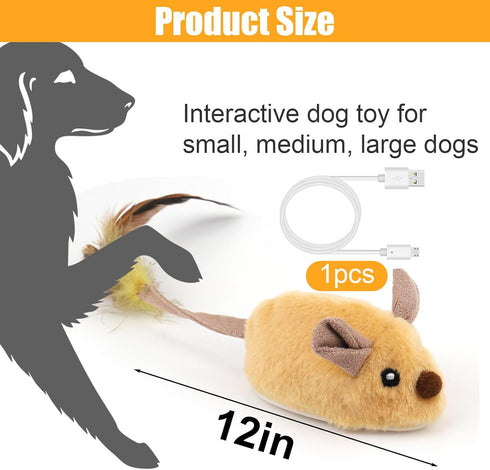 Mity Rain Interactive Dog Toys, Fake Mouse Moving Toy with Automatic Sensor, Realistic Sound & Extended Tail for Dogs