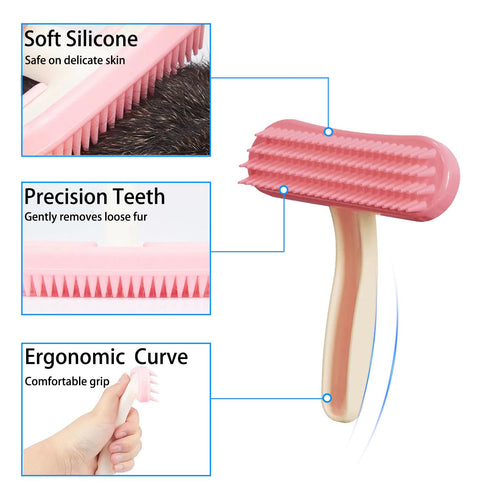 Oxiros 2 Pack Chinchilla Bunny and Grooming Brush Soft Silicone De-Shedding Bath & Massage Comb for Rabbits, Guinea