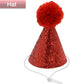 Dog Birthday Bandana Scarf with Cute Bling Hat - Pet Party Supplies for Small Medium Large Dogs (Red)